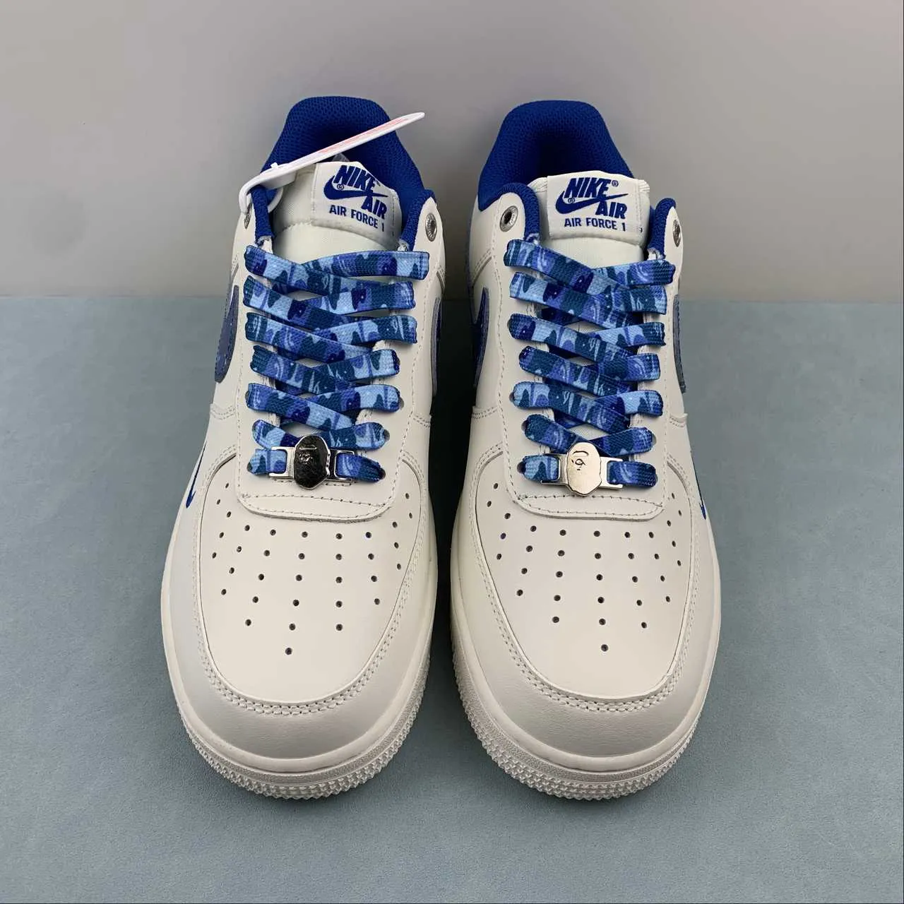 Synthetic   material Secure fit Air Force 1 07 Low BAPE White Navy Blue PF9055-759