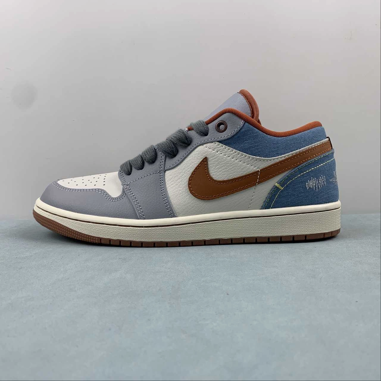 Neutral Footbed Freedom Steps Air Jordan 1 Low Denim Phantom Coconut Milk Amber Brown Multicolor FZ5045-091