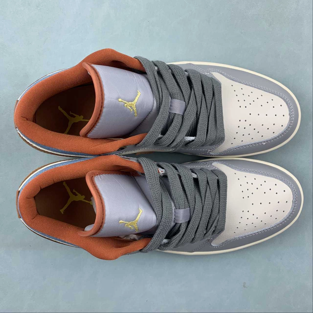 Flat Comfort Non Marking Outsole Air Jordan 1 Low Denim Phantom Coconut Milk Amber Brown Multicolor FZ5045-091