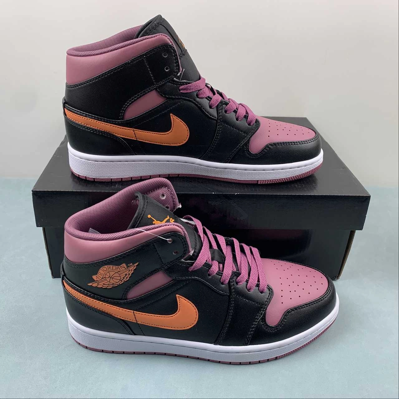 Air Jordan 1 Mid SE Black Sky J Mauve Black White FB9911-008 Durable Rubber