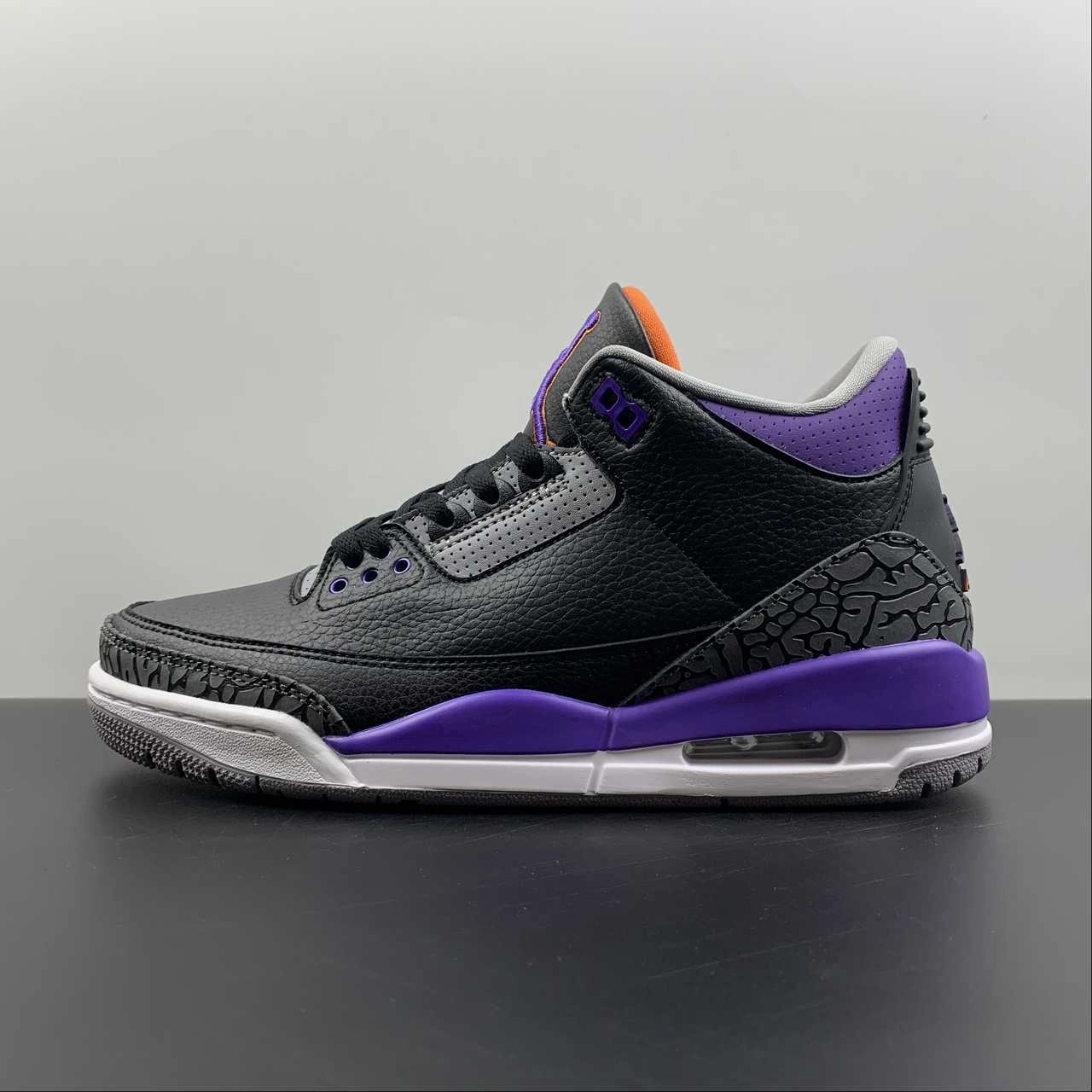 Air Jordan 3 Retro Court Purple Black Cement Grey White CT8532-050 Breathable   lining