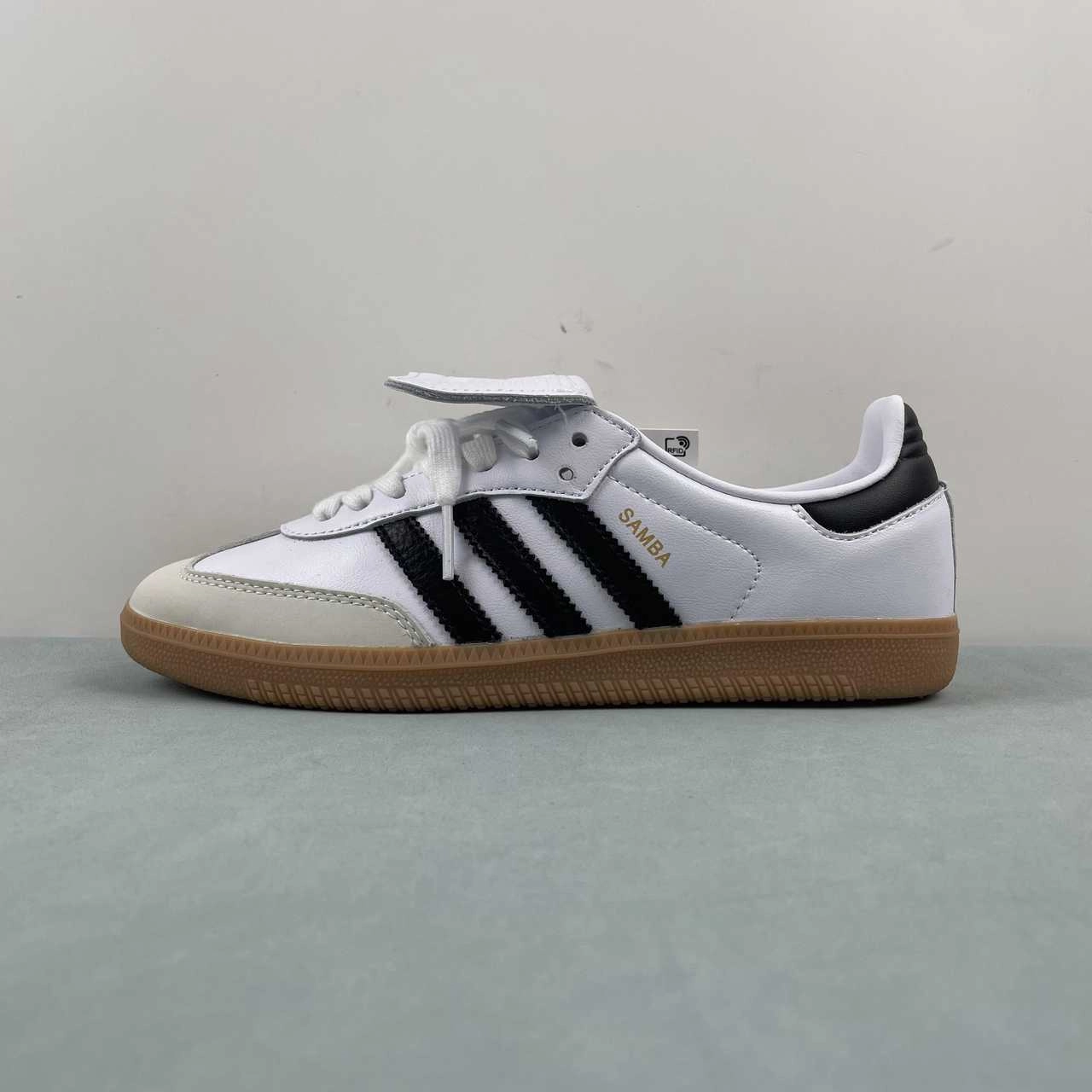 Adidas Samba LT Cloud White Core Black Gold Metallic IG4279 Buckle Up Denim Ease
