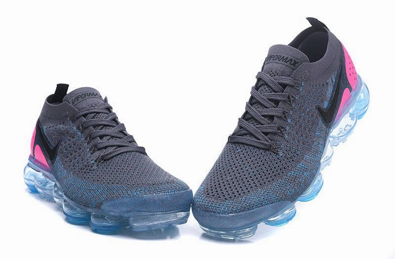 Air VaporMax Flyknit 2.0 Grey Pink Blue Black Stretch Fabric