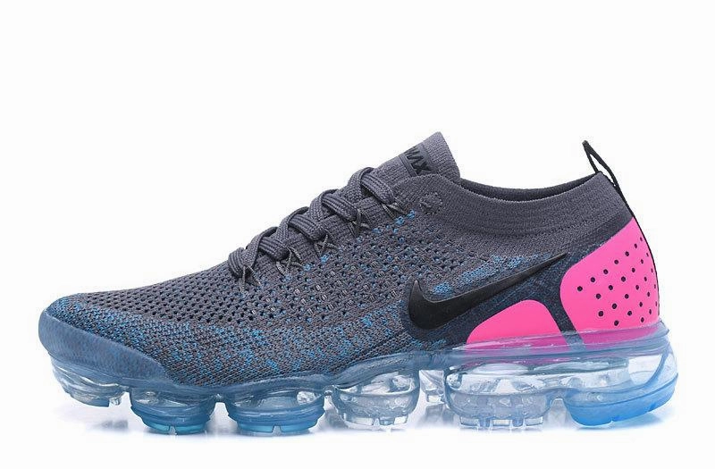 Air VaporMax Flyknit 2.0 Grey Pink Blue Black RubberSole Streamlined silhouette