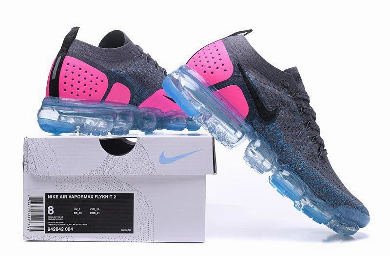 Tear Resistant Air VaporMax Flyknit 2.0 Grey Pink Blue Black