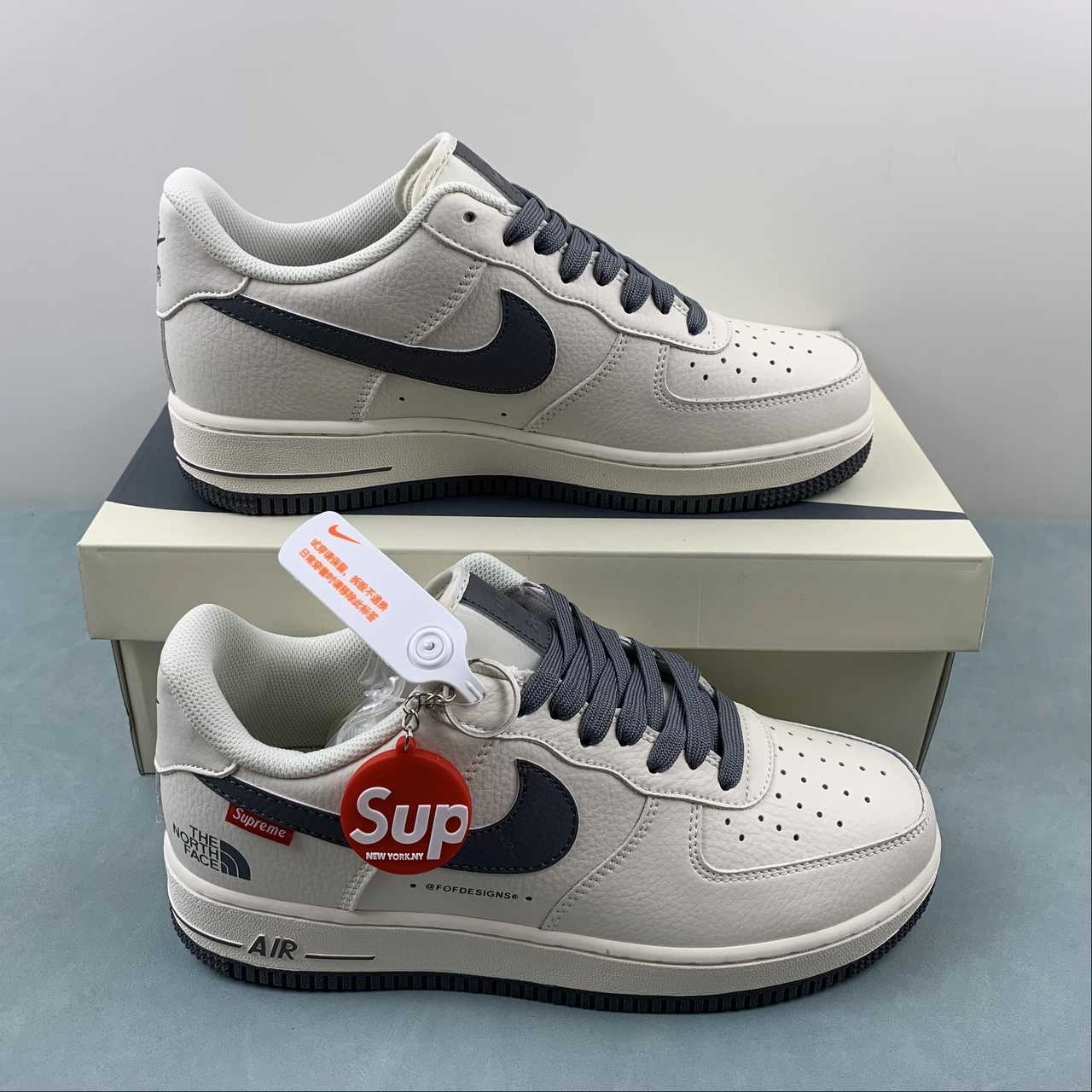 Supreme x The North Face x Air Force 1 07 Low Dark Gray Off White SU2305-008 walking shoes