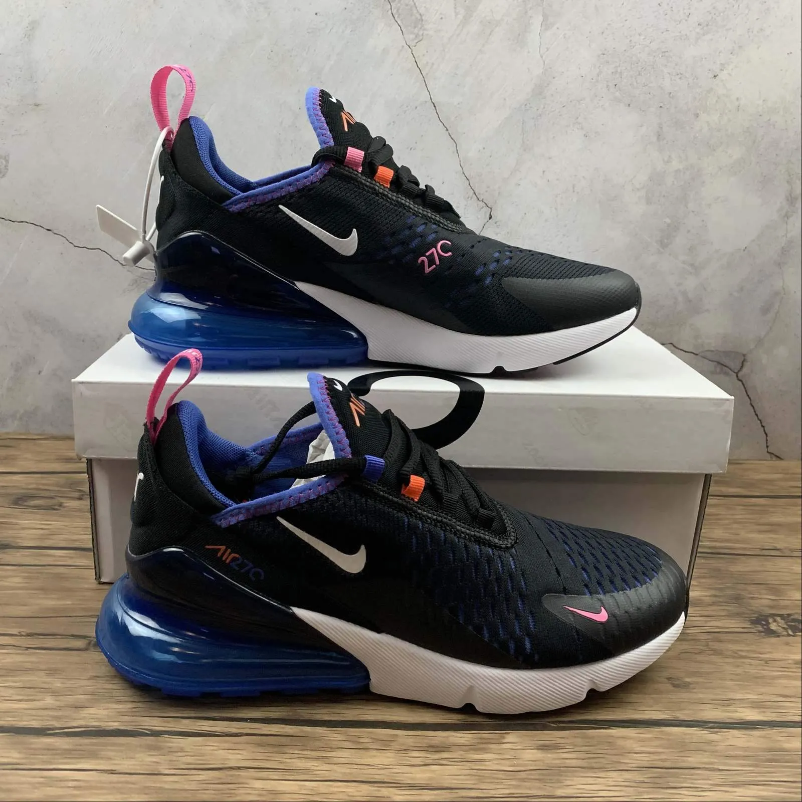 Air Max 270 Black White Astronomy Blue DC0858-001 moisture - wicking footwear calf - high running shoes