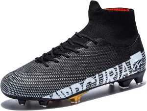 Football Cleats Men, Indoor Outdoor High Top Soccer Shoes Lightweight Shock Resistant Training Boots Breathable Professional Turf Shoes Sport Athletic Ground Football Boots FG Soccer Cleats for Men