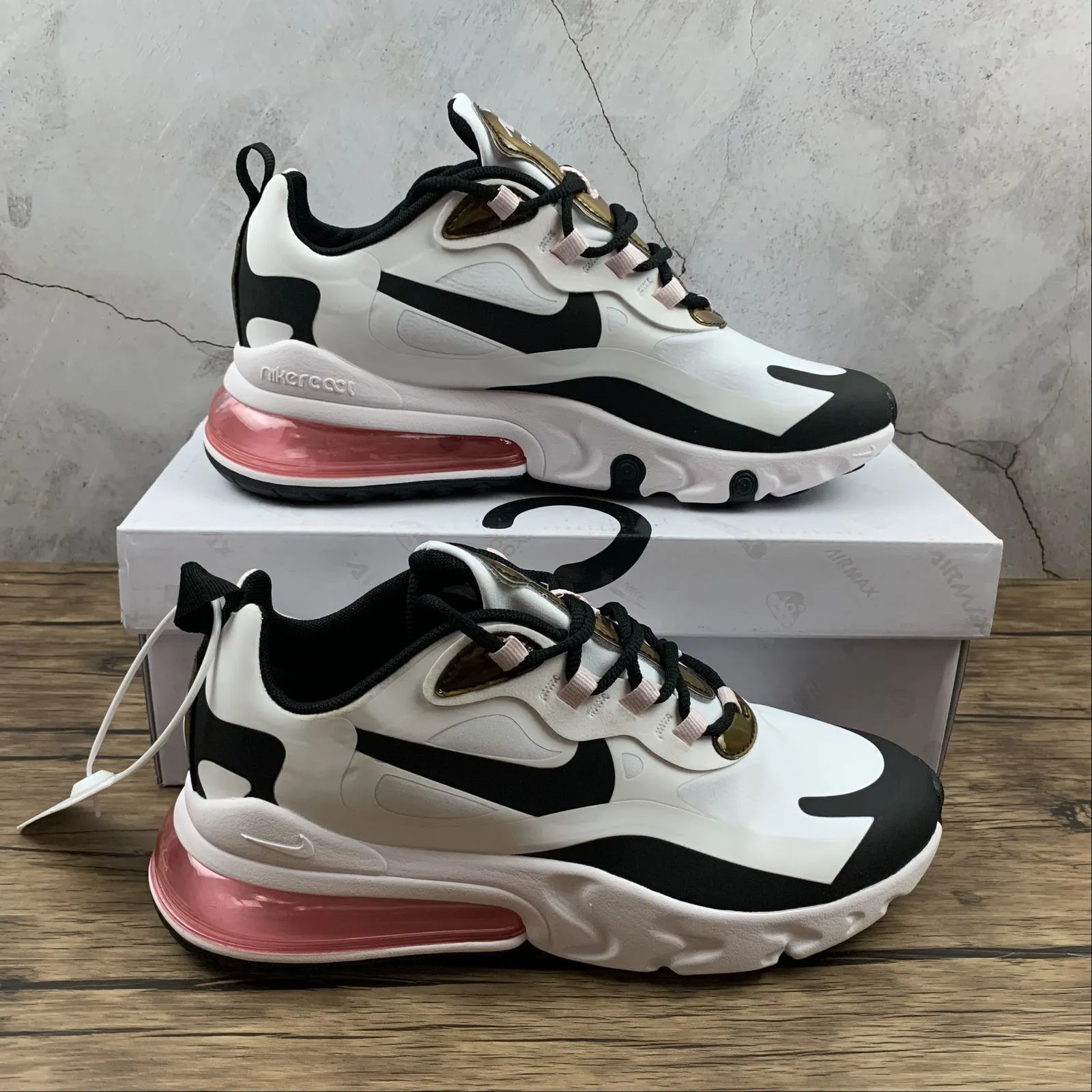 Air Max 270 React 20 Black White-Pink CU4752-100 Mud run multipurpose shoes