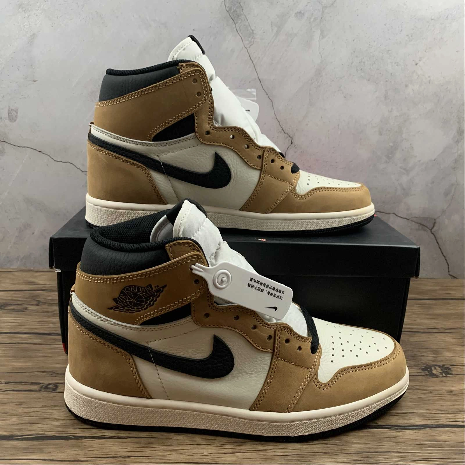 Air Jordan 1 Retro High OG Golden Harvest Black Sail (2021) 555088 700 Shock Dispersing Tech