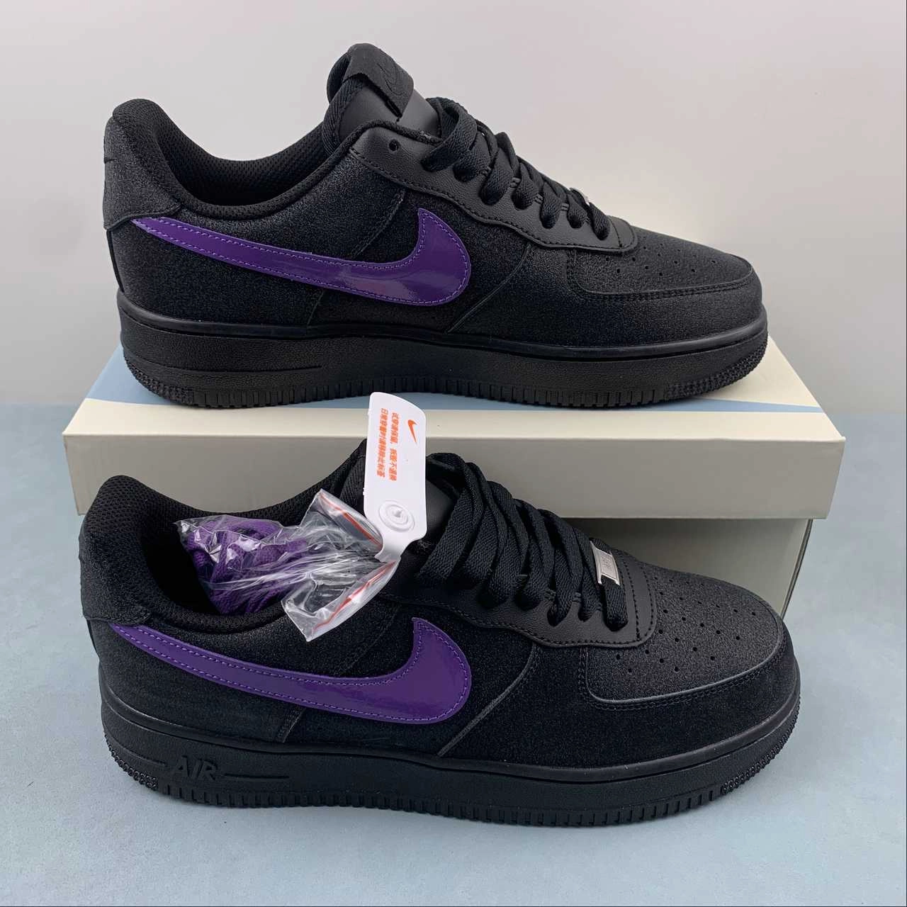 Air Force 1 07 Low Black Purple CW2288-014 Run Club bike ride