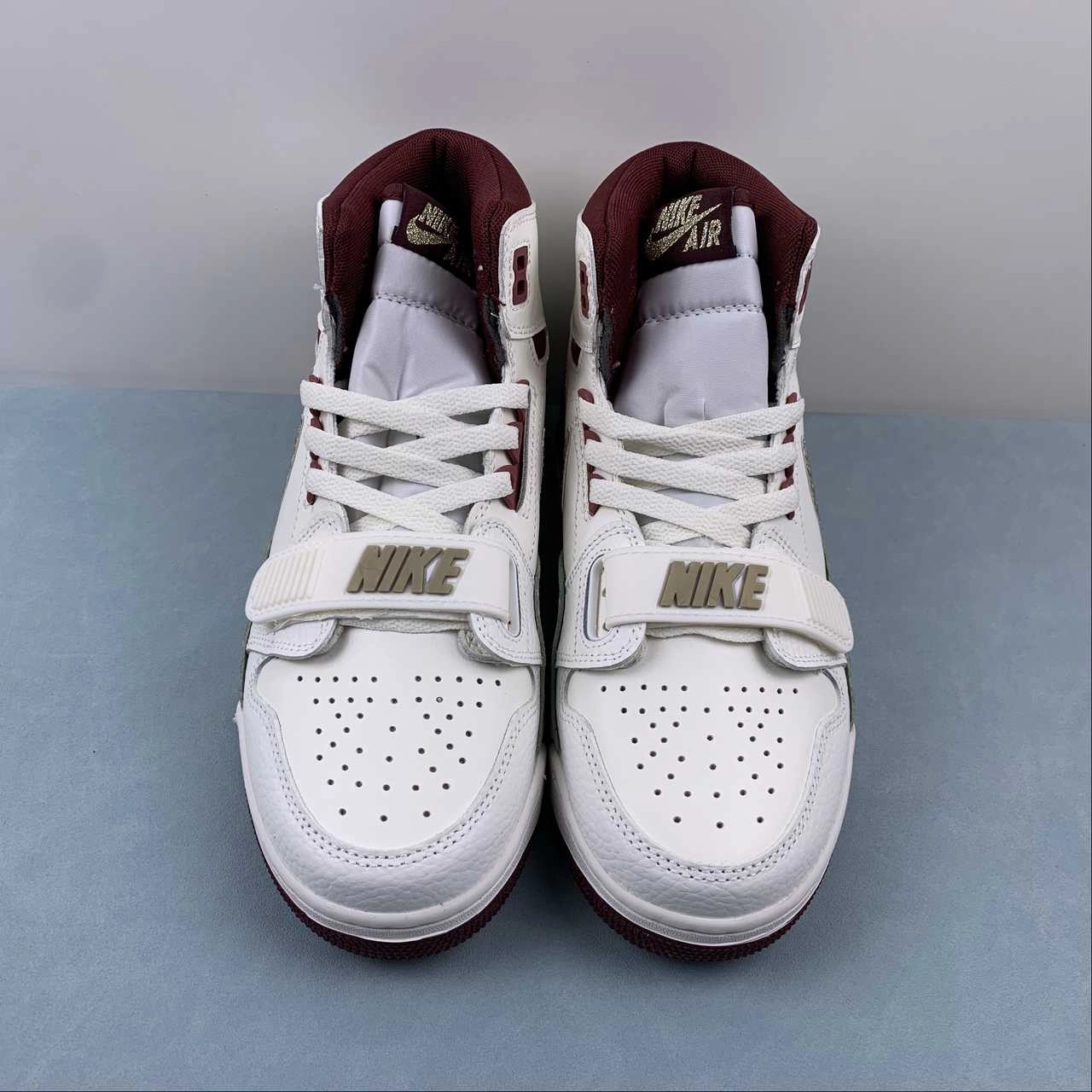 Air Jordan Legacy 312 High Year Of The Dragon Sail Metallic Gold Grain Phantom FZ5047-120 perforated upper Enhanced Heel Cup