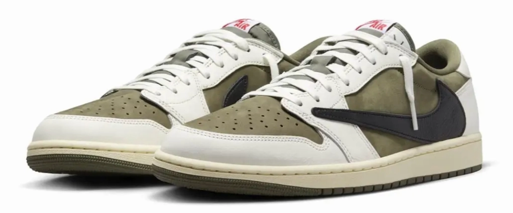 JORDAN 1 LOW X TRAVIS SCOTT MEDIUM OLIVE Durable Stitching