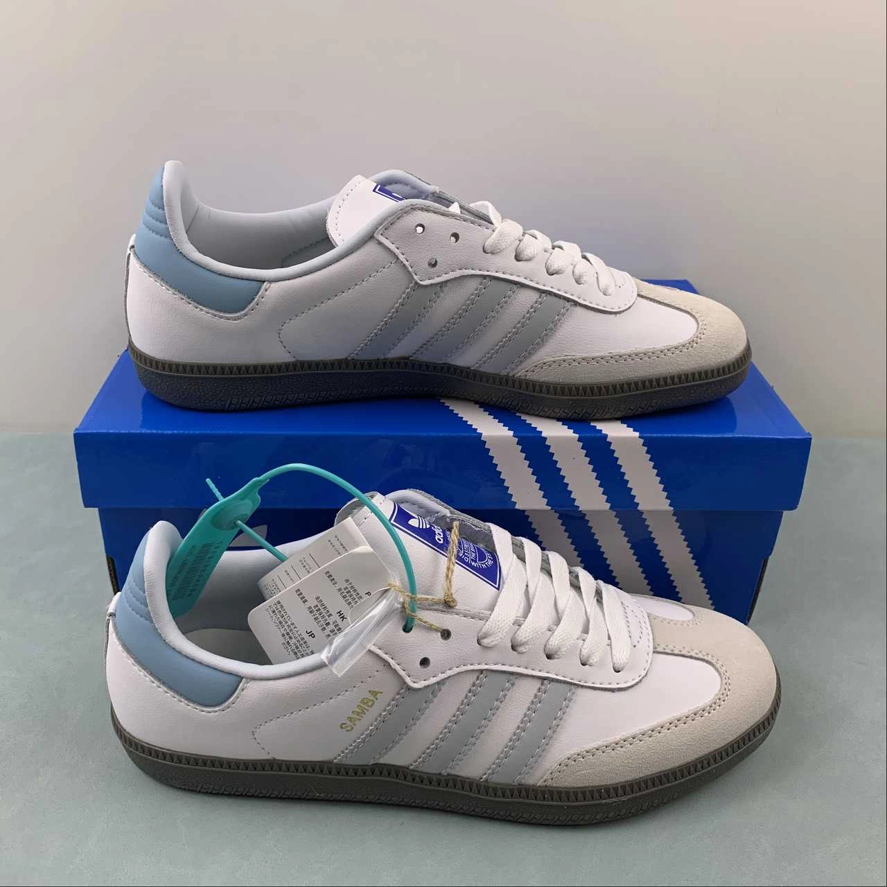 Leaf Walk Adidas Samba OG Core White Halo Blue Gum ID2055