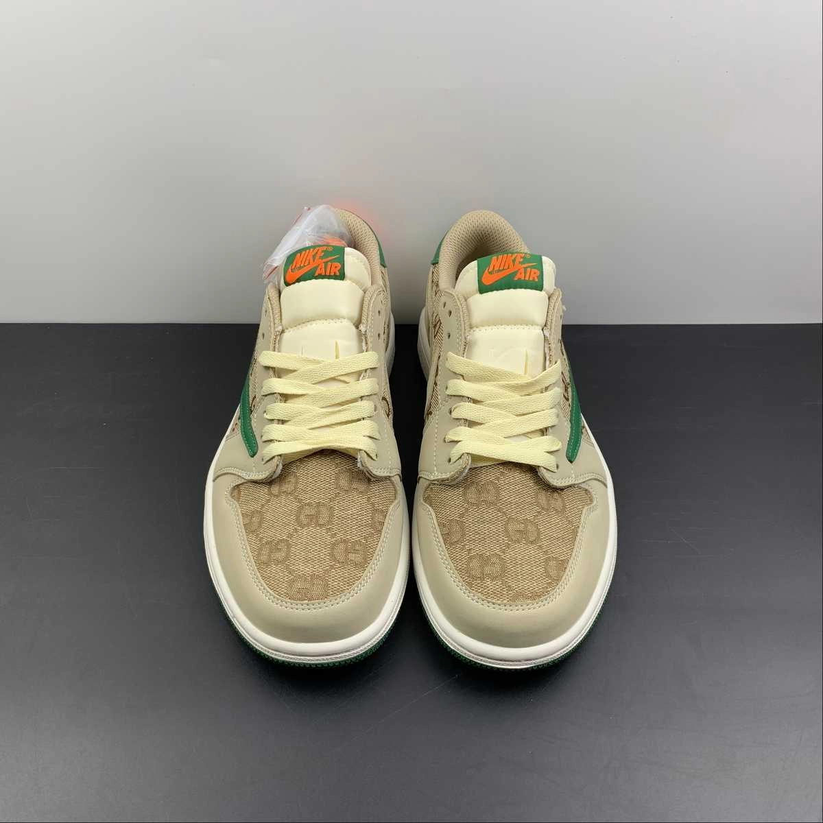 Travis Scott x Gucci x Air Jordan 1 Low OG Gray White Green DM7866-198 Shock Absorbing Foam