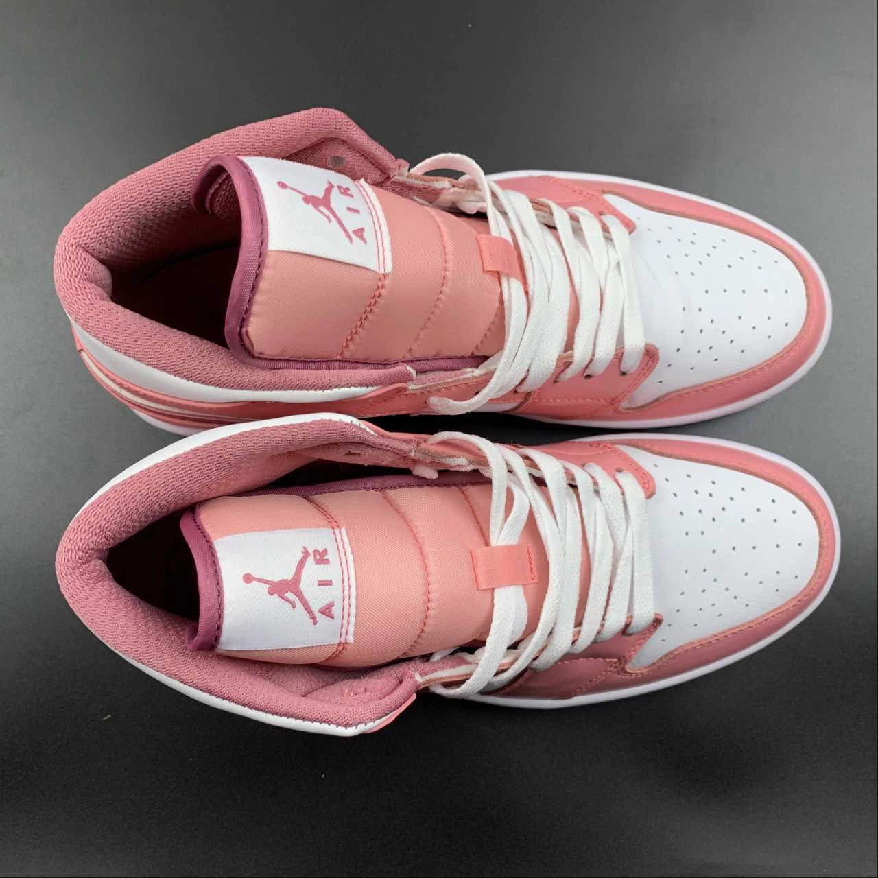 Air Jordan 1 Mid Valentine's Day Coral Chalk Desert Berry White DQ8423-616 Breathable Inserts Fast Wear