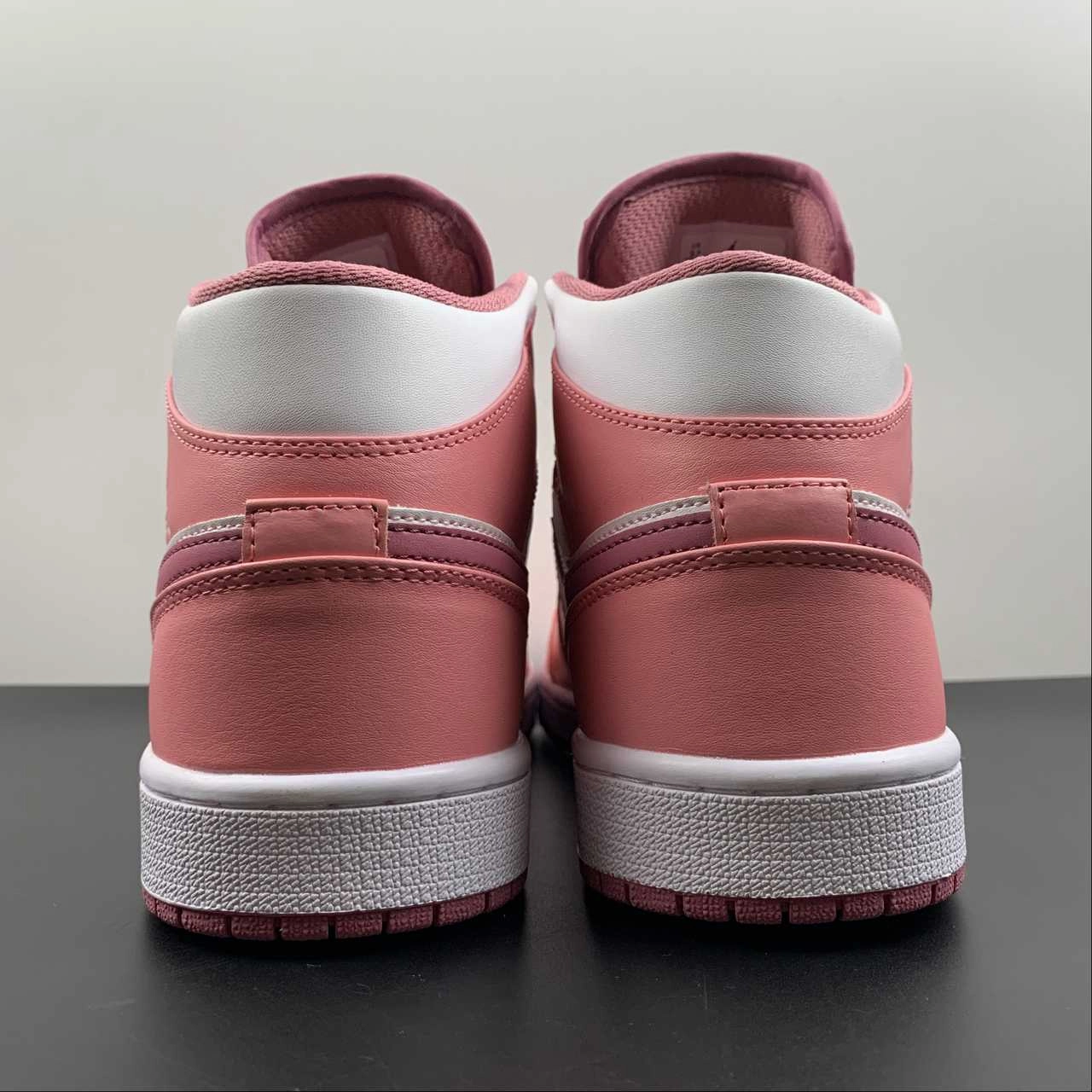 Air Jordan 1 Mid Valentine's Day Coral Chalk Desert Berry White DQ8423-616 Walking Vibe Cushioned Heel Counter