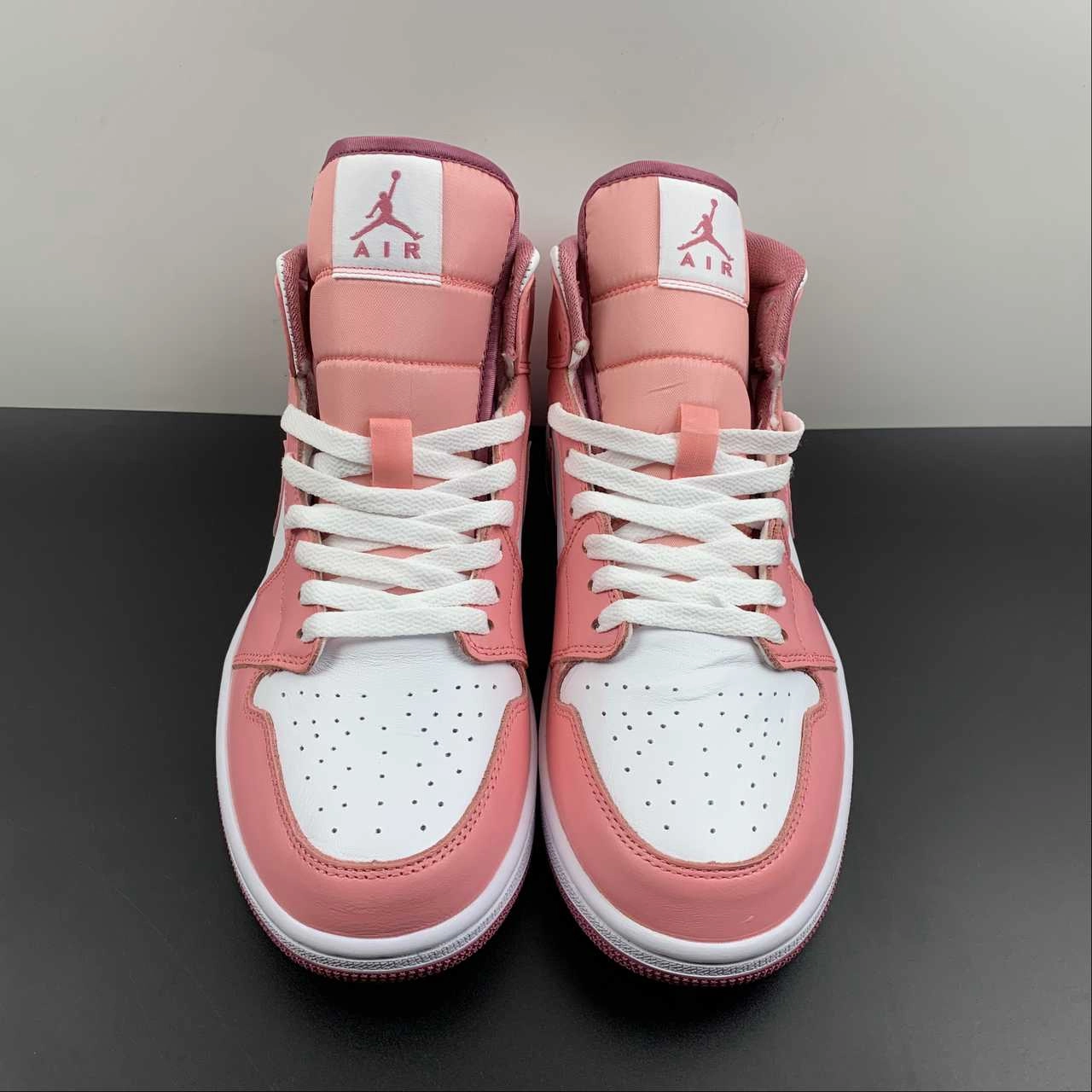 Air Jordan 1 Mid Valentine's Day Coral Chalk Desert Berry White DQ8423-616 Thermoplastic Reinforcement