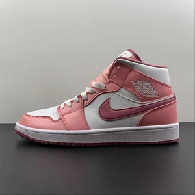 Air Jordan 1 Mid Valentine's Day Coral Chalk Desert Berry White DQ8423-616 lightweight fabric