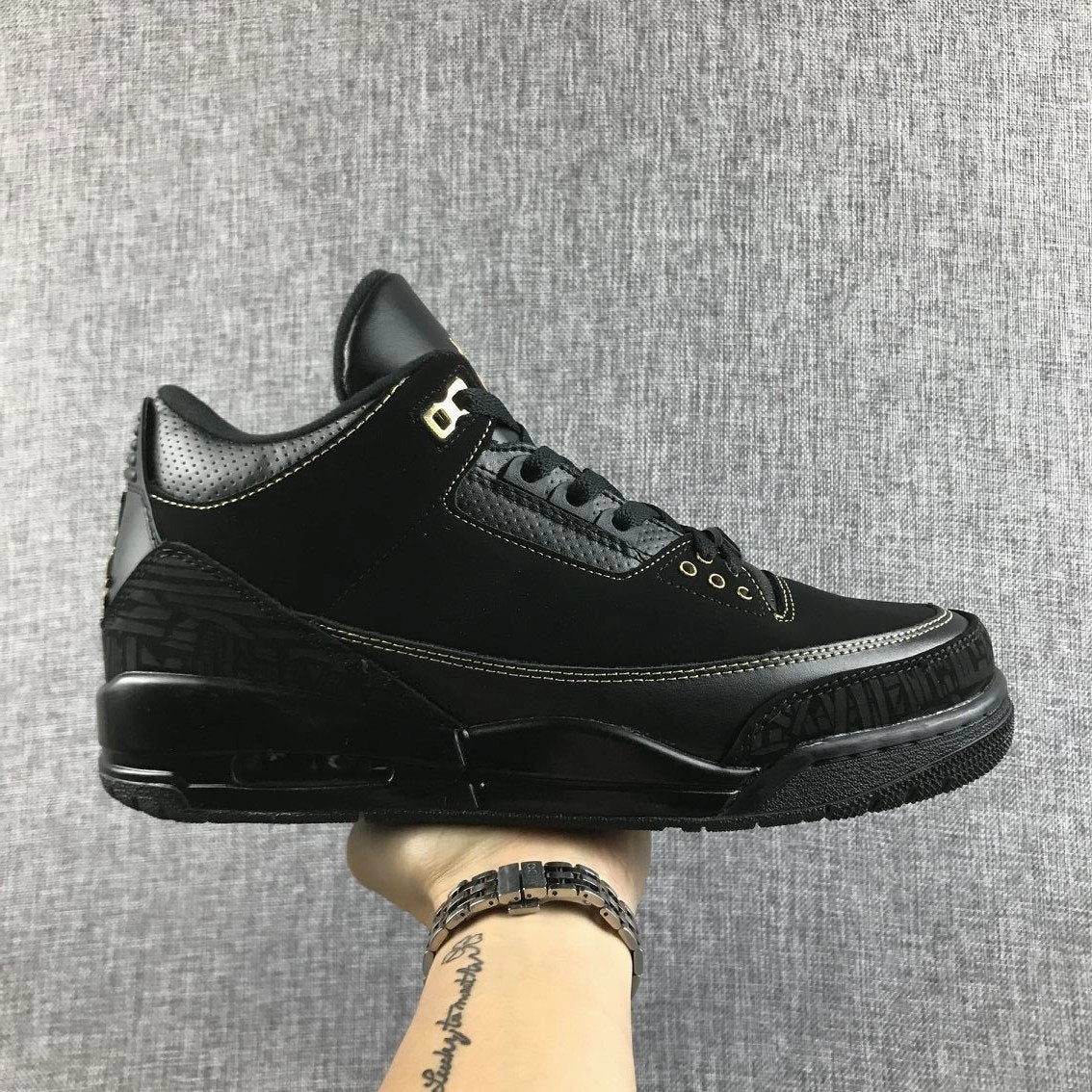 Air Jordan 3 Retro BMH Black Metallic Gold 455657-001 Block Step