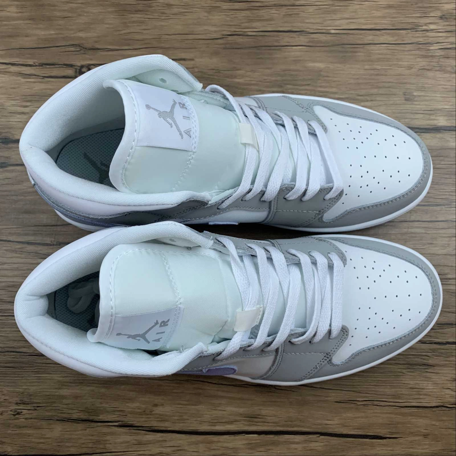 Air Jordan 1 Mid White Gray Blue (2021) BQ6472-105 Sport Fusion Water Resistant Knit