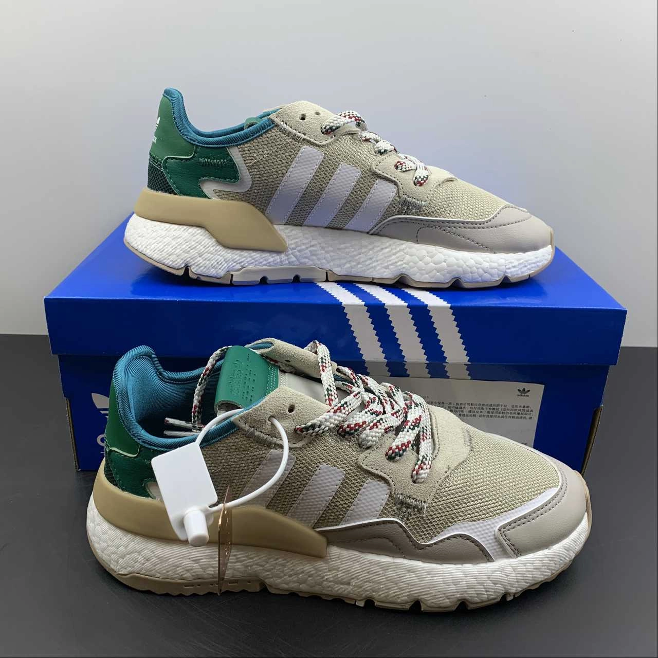 Adidas Nite Jogger Grey Green Beige FW6708 arch - cup running wear HookAndLoop