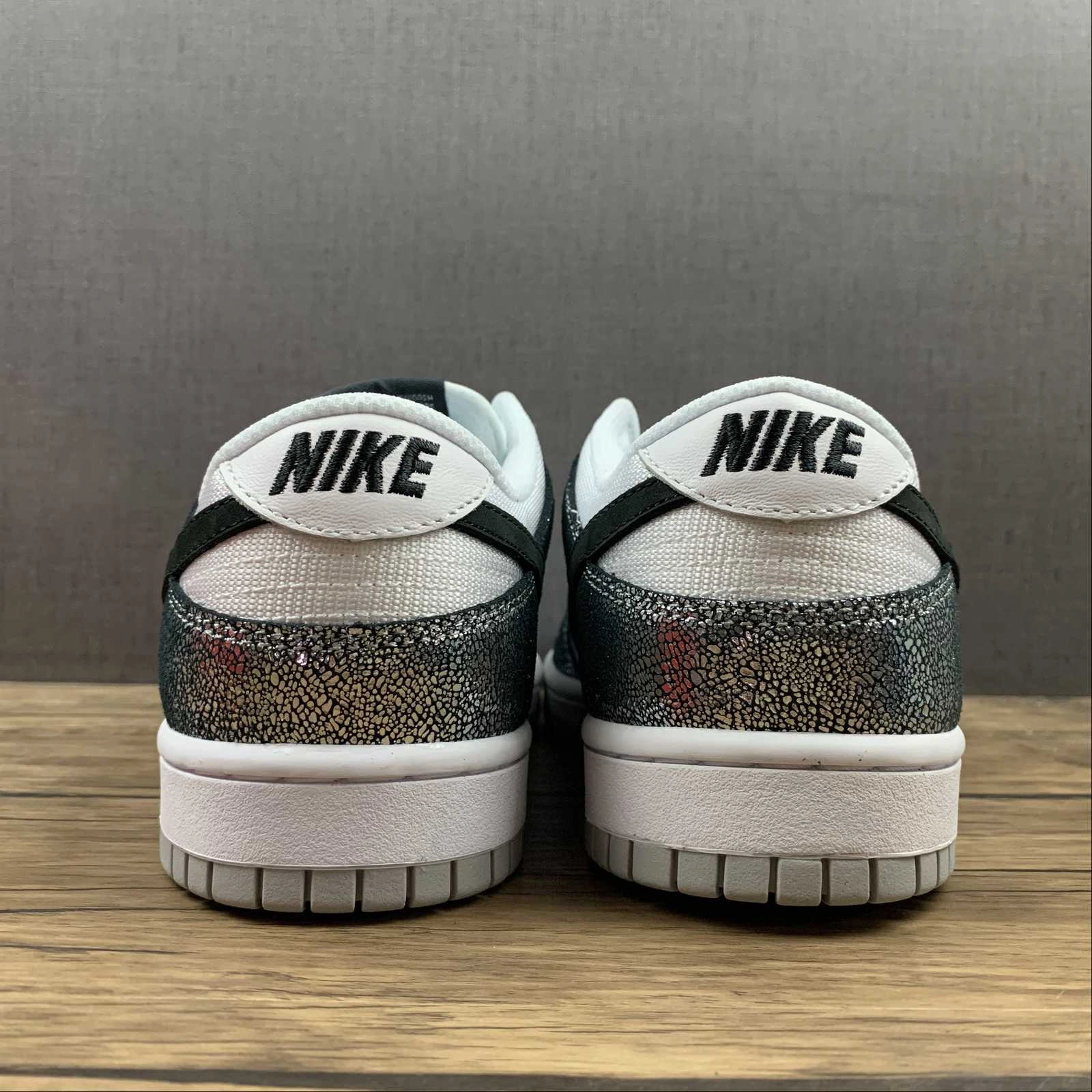 SB Dunk Low Shimmer Metallic Silver Black White DO5882-001 Compression Resistant Midsole Thermoplastic Plate