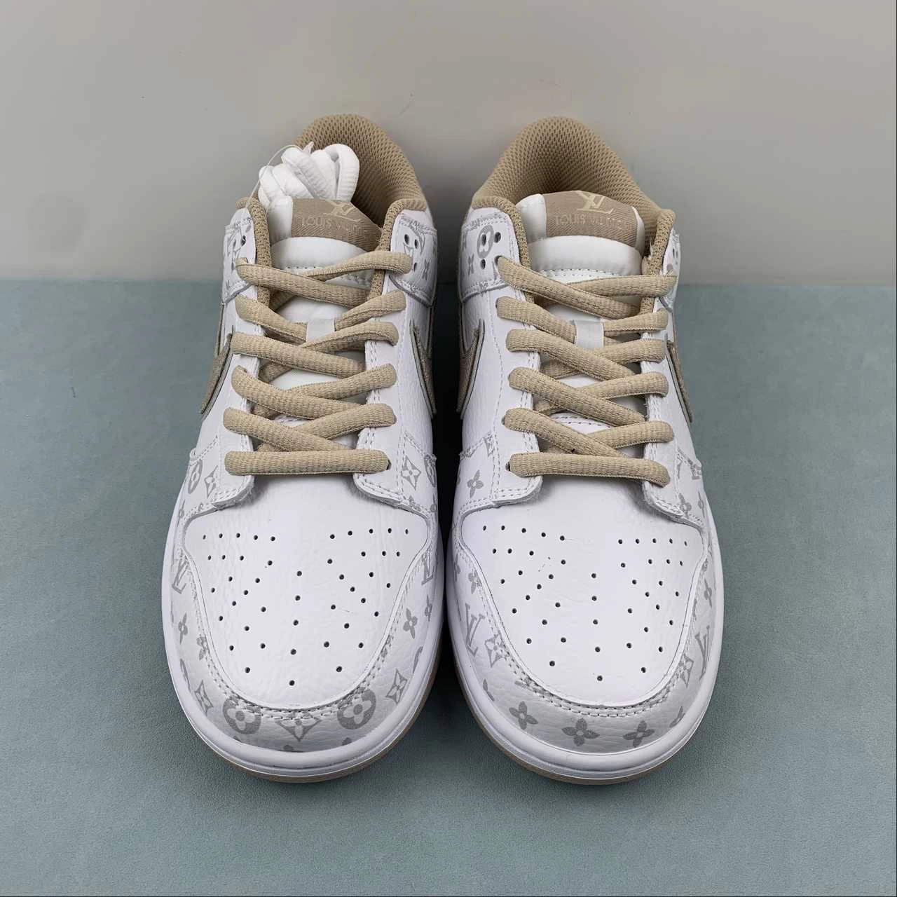 LV x SB Dunk Low White Kakhi LV0526-596 Soft Entry Iconic shock absorption