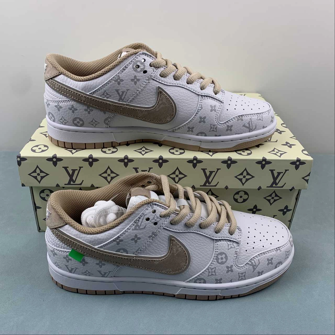 LV x SB Dunk Low White Kakhi LV0526-596 Anti Fatigue Support Moisture Management Layer