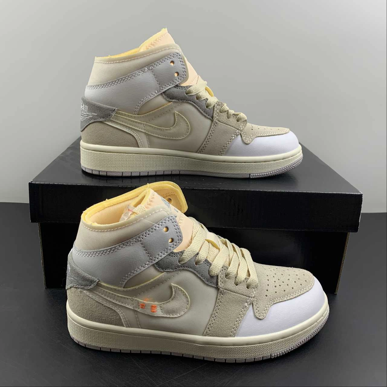 Air Jordan 1 Mid SE CRAFT White Neutral Grey-Phantom (2022) Versatile Sustainable production