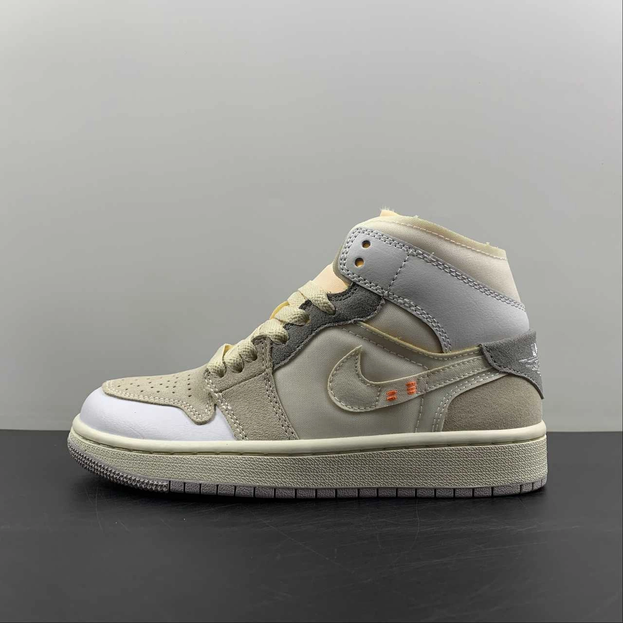 Temperature Regulating Lining Anatomical Heel Cup Air Jordan 1 Mid SE CRAFT White Neutral Grey-Phantom (2022)