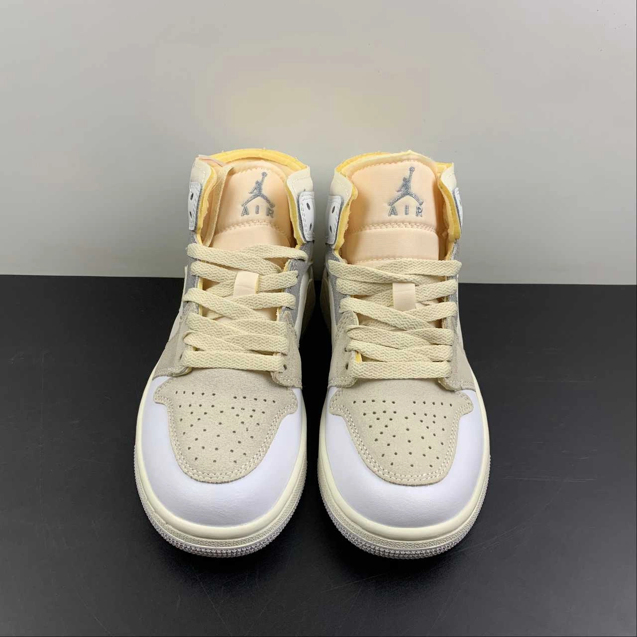 Air Jordan 1 Mid SE CRAFT White Neutral Grey-Phantom (2022) Micro Grip Tread Pattern Daily Runs