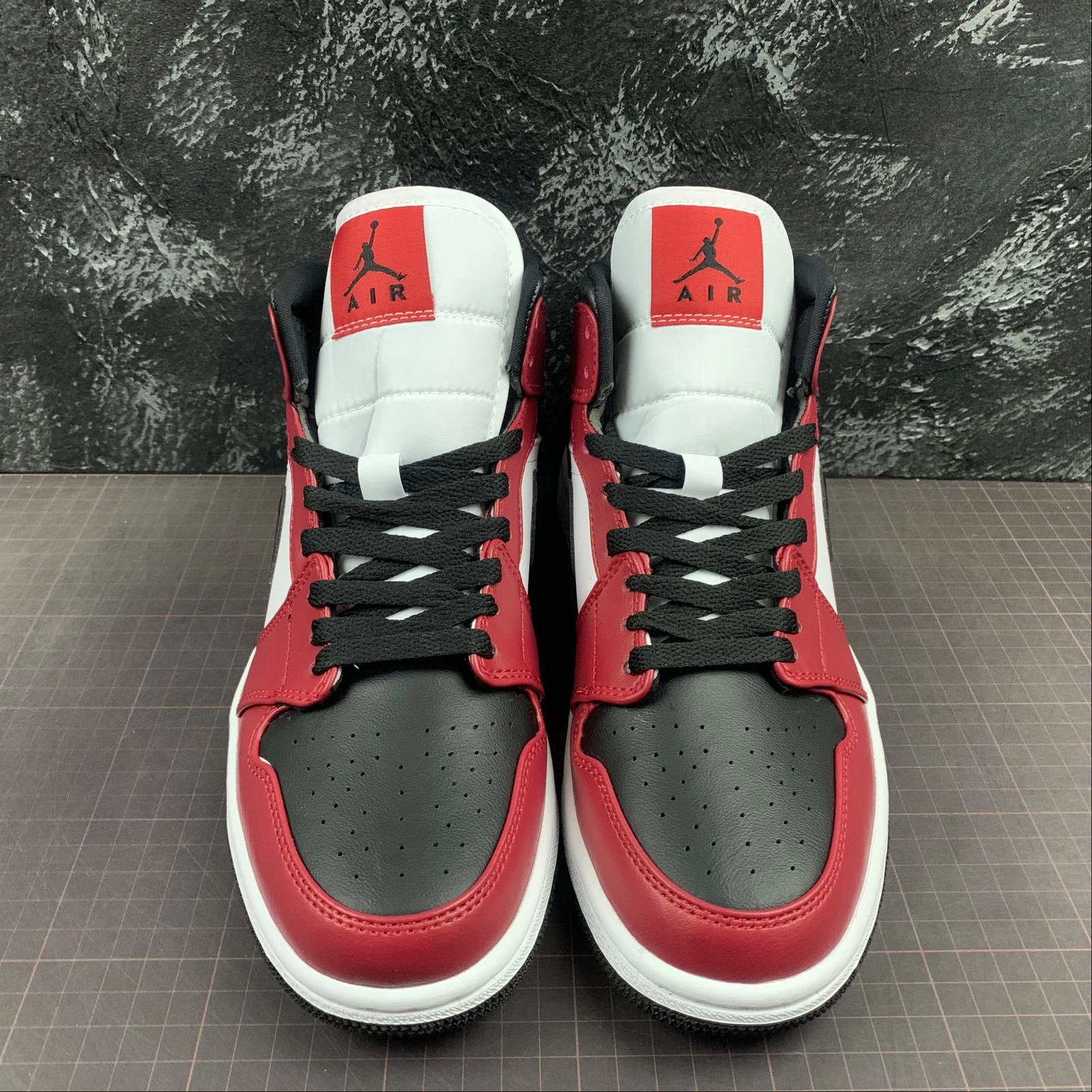 Air Jordan 1 Mid Black Black Gym Red Fresh Look