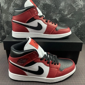 Air Jordan 1 Mid Black Black Gym Red Fashion Rush Anti Perspiration