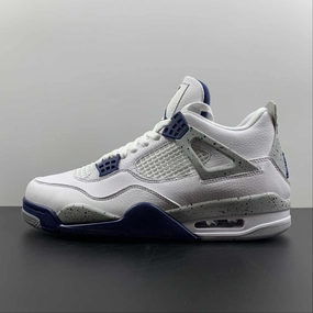 Air Jordan 4 Retro White Midnight Navy Light Smoke Grey Fire Red DH6927-140 Flexible Torsion