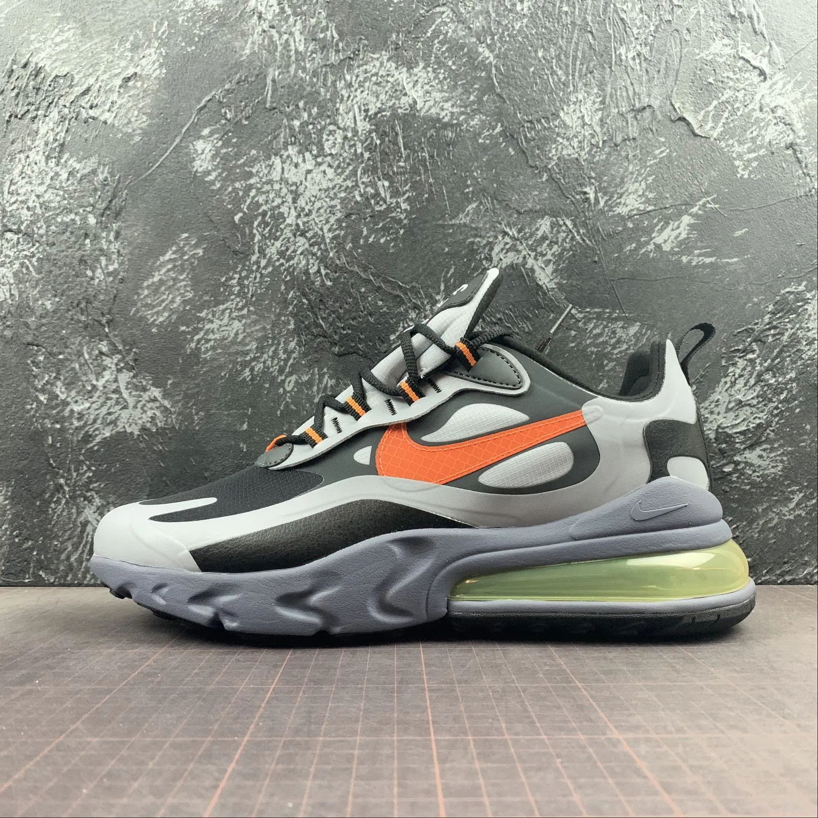 tear - resistant - fabric - strength shoes heel - strike shoes Air Max 270 React Wolf Grey Total Orange-Black CD2049-006