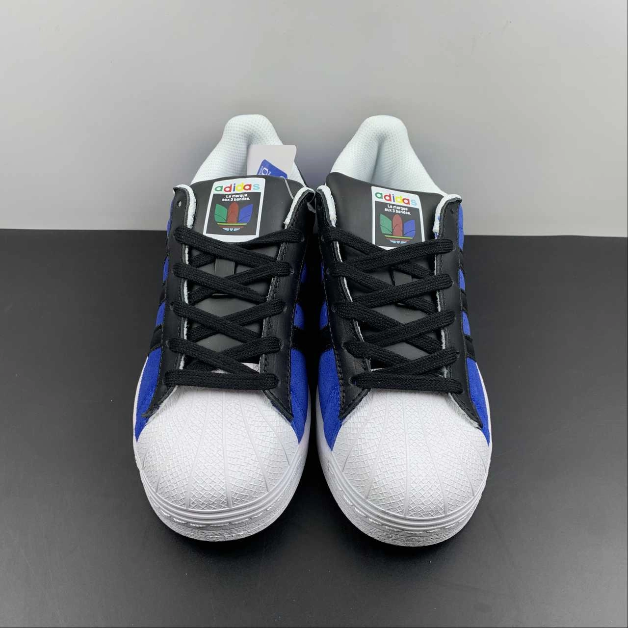 Adidas Superstar Blue Core Black Cloud White FU9523 calf - support running shoes