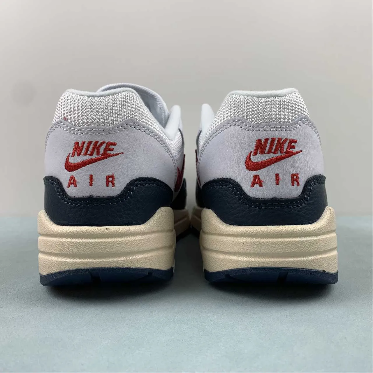 Air Max 1 PRM White Red Blue DH1348-146 sports event participation running in a martial arts studio shoes