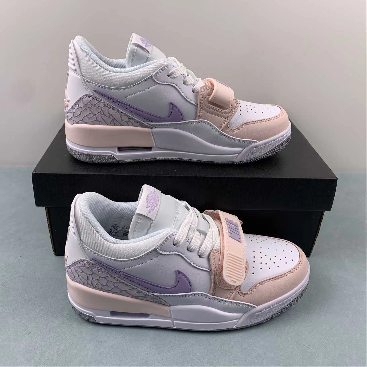 Air Jordan Legacy 312 Low White Pink Purple HF0747-151 Durable Lacing Hollow Heel