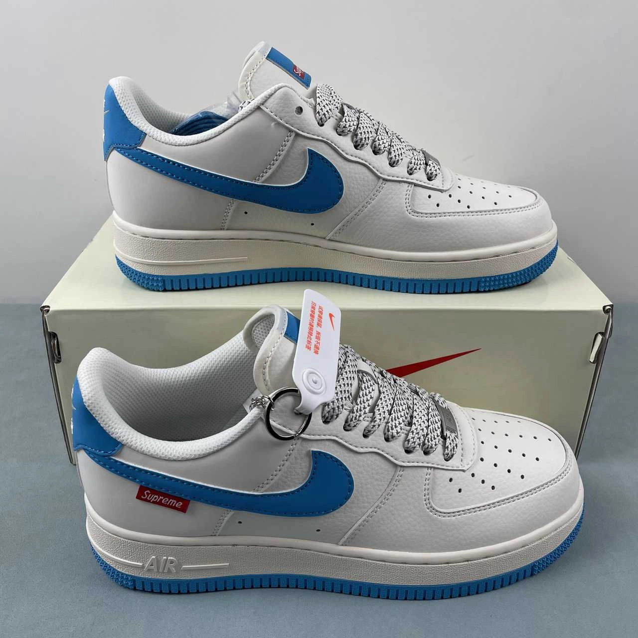 Walk Time Comfortable ankle Supreme x Air Force 1 07 Low Off White Sky Blue Red HD1968-024