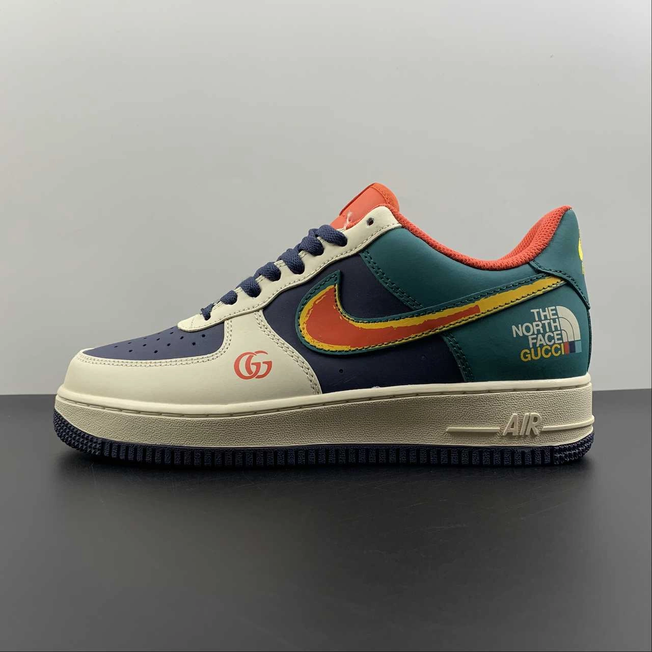 Meal Go Air Force 1 07 Low North Face Gucci Dark Blue Beige Black BS9055-306