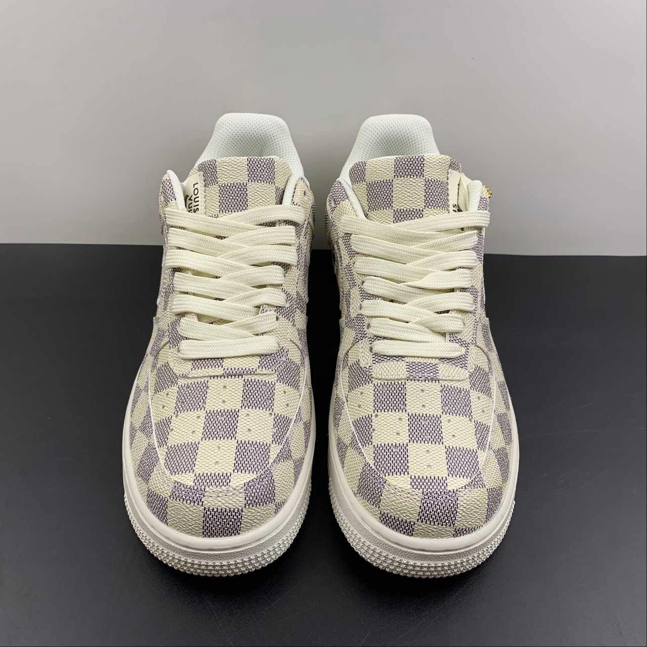 LV x Air Force 1 07 Low Cream Purple Metallic Gold IA9V9G All-Day Support