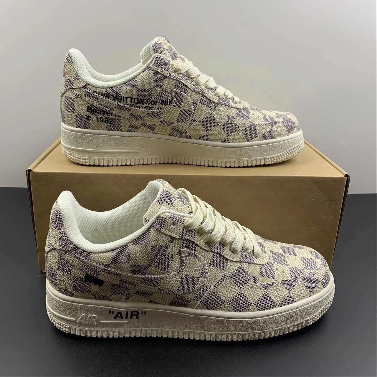 Chill Essential LV x Air Force 1 07 Low Cream Purple Metallic Gold IA9V9G