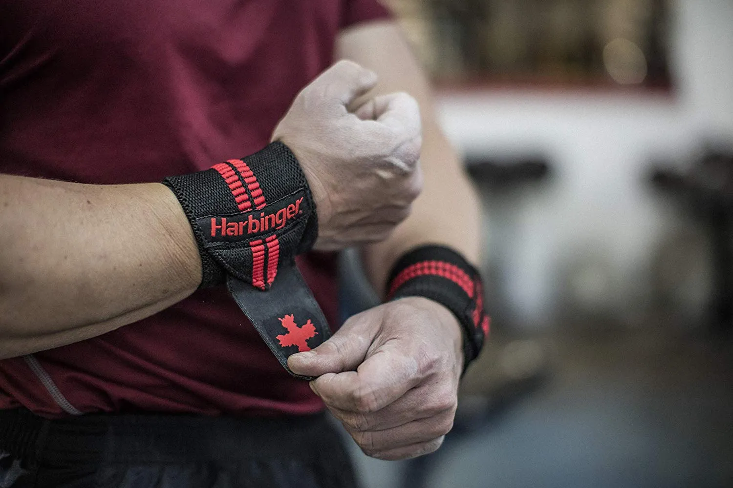 Harbinger Red Line 18-Inch Weightlifting Wrist Wraps for Men and Women | Color Black and Red | Pair