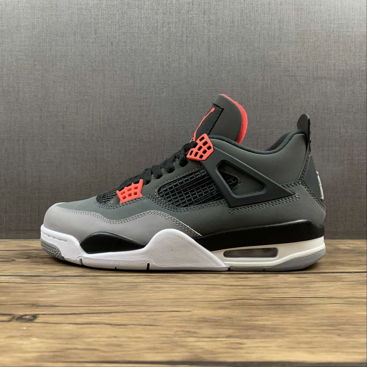 Non Marking Soles Air Jordan 4 Retro Infrared 23 Black Dark Grey Cement Grey DH6927-061