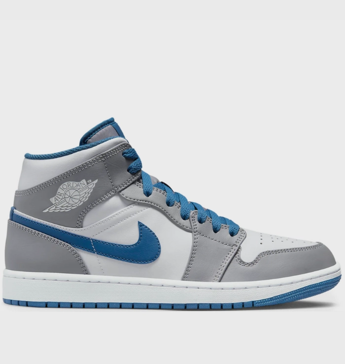Nike Air Jordan 1 Mid Cement True Blue High Performance Fit Smooth Step