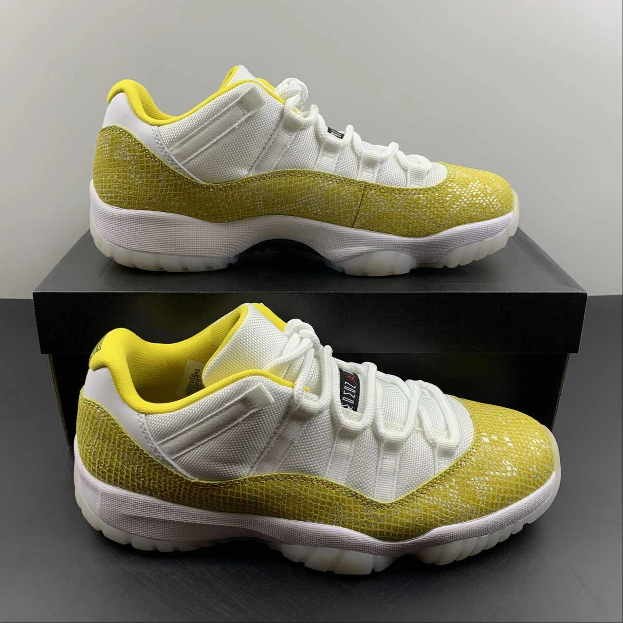 Lightweight Midsole Air Jordan 11 Retro Low White Tour Yellow Sail Snakeskin AH7860-107