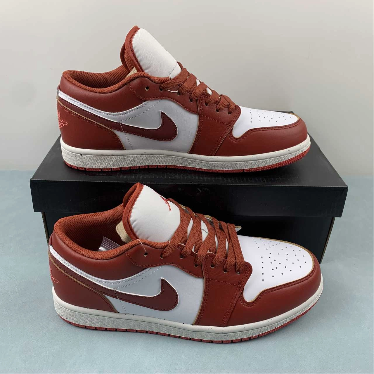 Air Jordan 1 Low Dune Red White Lobster Sail Vachetta Tan FJ3459-160 Quick Drying Lining Non Slip Traction