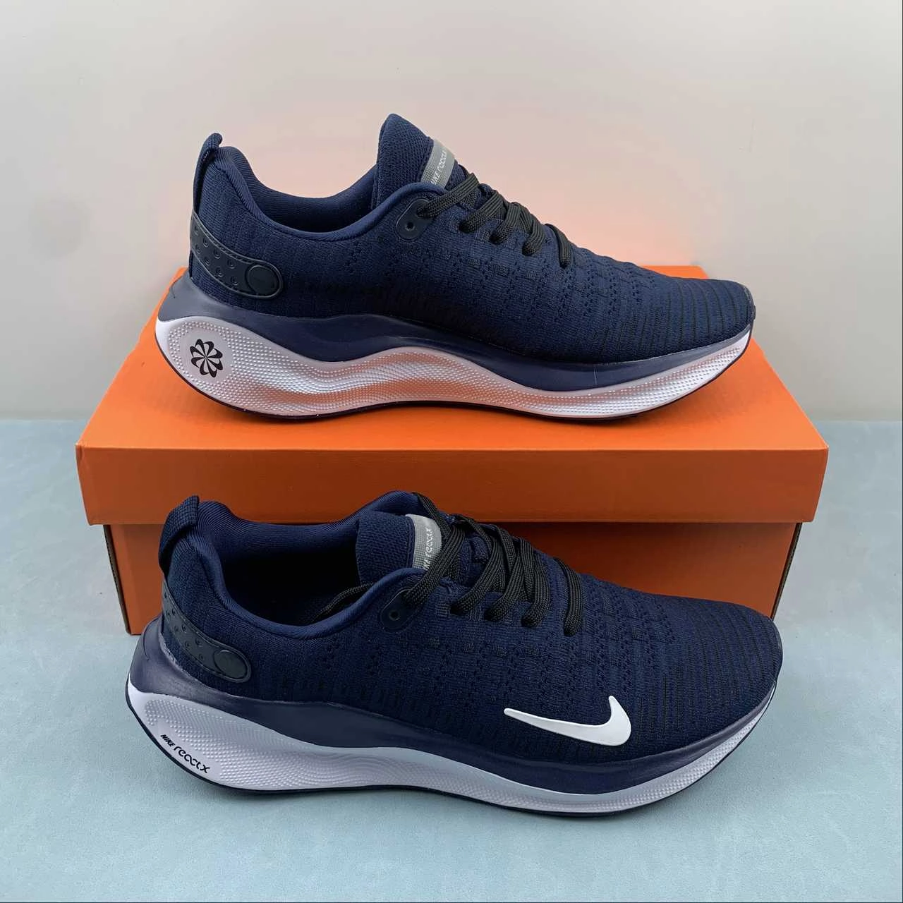 Nike ReactX Infinity Run 4 College Navy Black Sail Platinum Tint DR2665-400 rigid - sole adjustable running wear