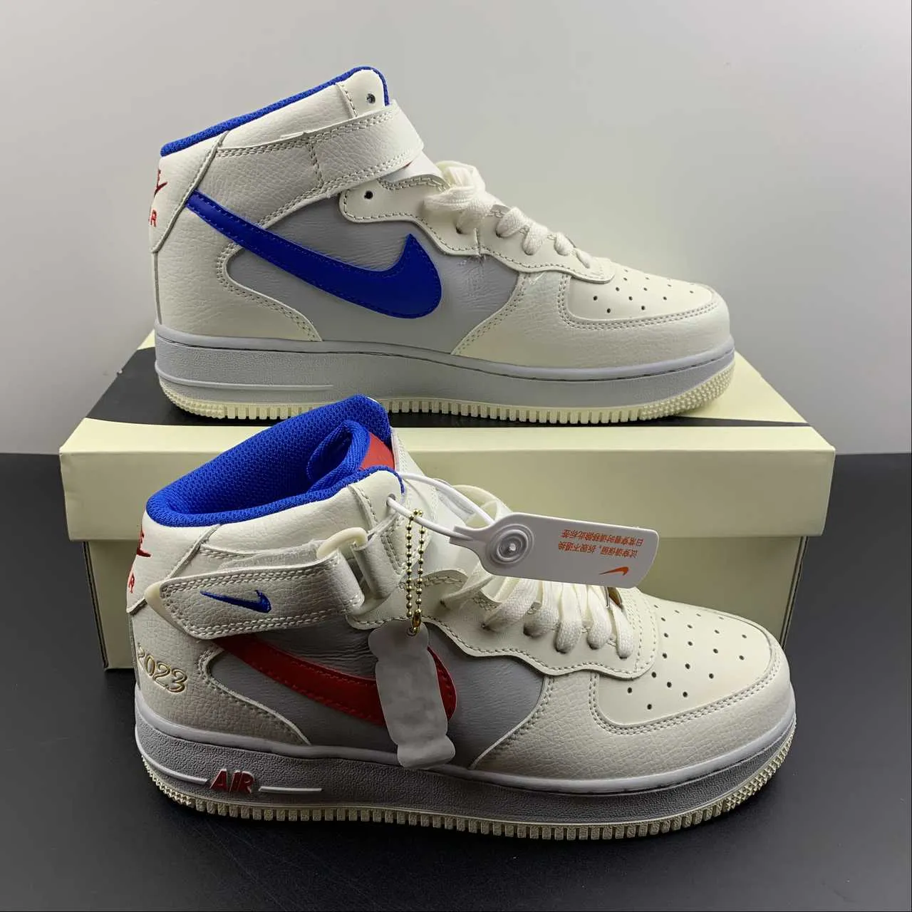 Air Force 1 07 Mid Toffee Light Gray Red Blue CW0088-928 Cool Walk Pure Fit